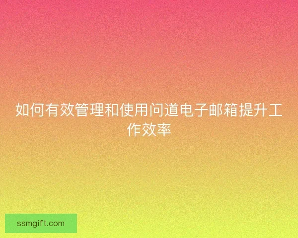 如何有效管理和使用问道电子邮箱提升工作效率